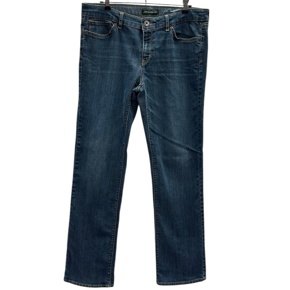 Eddie Bauer Straight Leg Stretch Denim Mid Rise Womens 10 or 30 Waist Blue Jeans